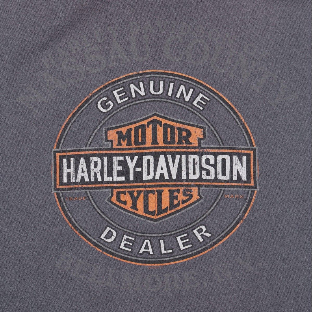 00'S Harley-Davidson Fire Pattern Motorcycle Bike T-Shirt Made in USA Men's XL cotton Charcoal Vintage Second Hand