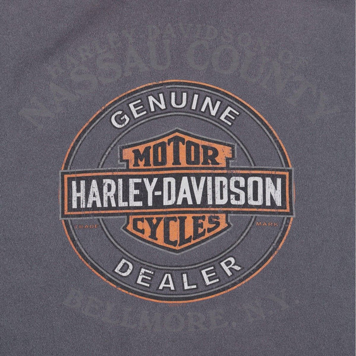 00'S Harley-Davidson Fire Pattern Motorcycle Bike T-Shirt Made in USA Men's XL cotton Charcoal Vintage Second Hand