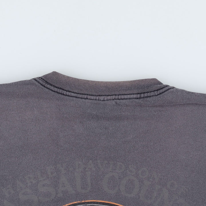 00'S Harley-Davidson Fire Pattern Motorcycle Bike T-Shirt Made in USA Men's XL cotton Charcoal Vintage Second Hand