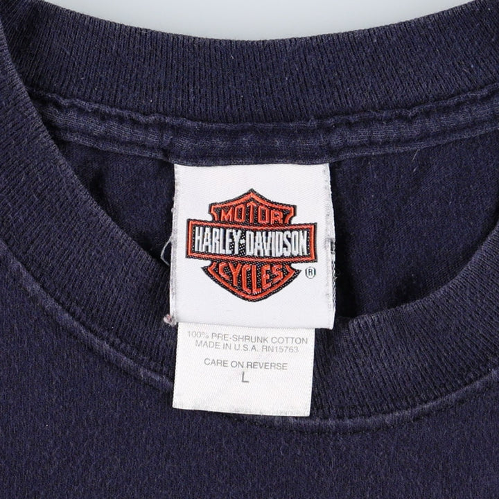 Harley-Davidson Motorcycle Bike T-shirt Made in USA Men's L size cotton black type Vintage Second Hand