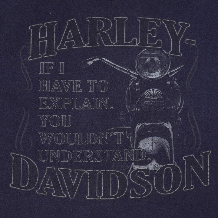 Harley-Davidson Motorcycle Bike T-shirt Made in USA Men's L size cotton black type Vintage Second Hand