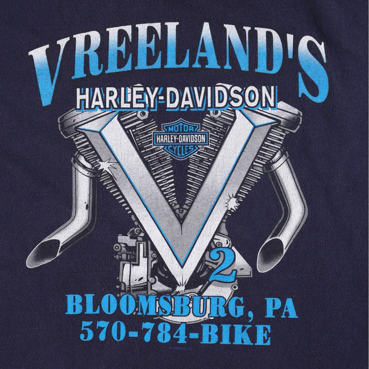 Harley-Davidson Motorcycle Bike T-shirt Made in USA Men's L size cotton black type Vintage Second Hand