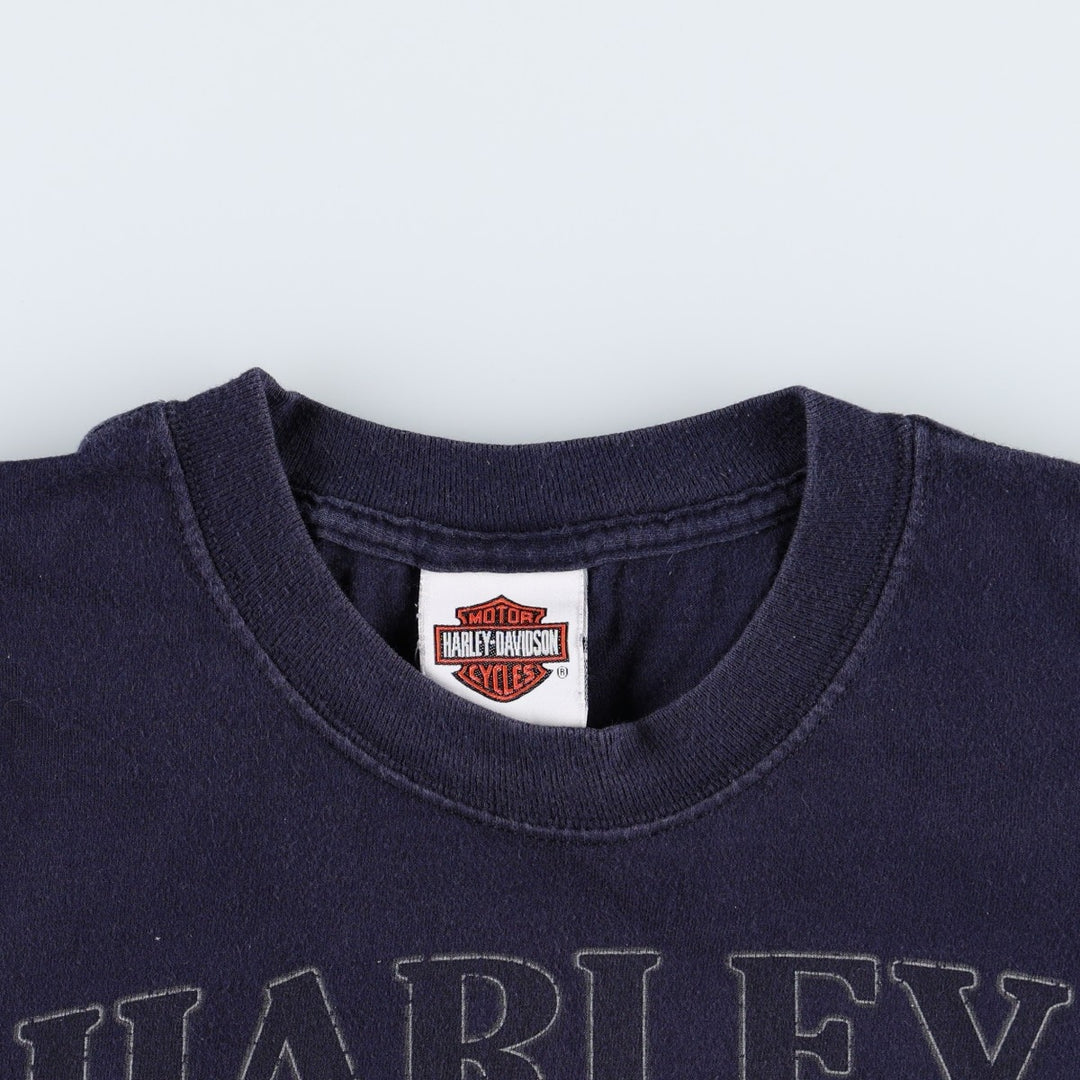 Harley-Davidson Motorcycle Bike T-shirt Made in USA Men's L size cotton black type Vintage Second Hand