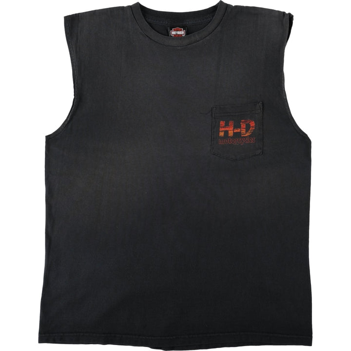 2000'S Harley-Davidson Fire Pattern Tribal Tank Top Motorcycle Bike T-Shirt Men's XL (approx.) unclear black type Vintage Second Hand
