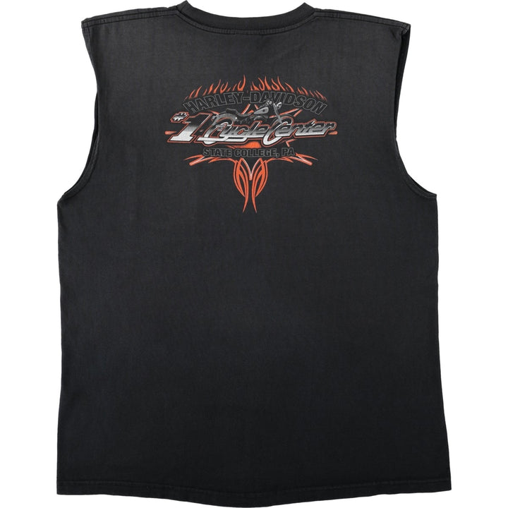 2000'S Harley-Davidson Fire Pattern Tribal Tank Top Motorcycle Bike T-Shirt Men's XL (approx.) unclear black type Vintage Second Hand