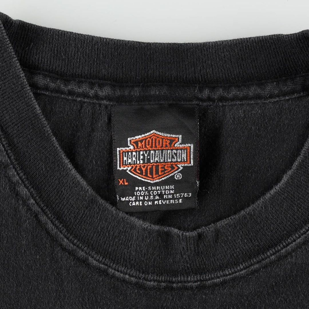 Harley-Davidson Wolf Pattern Motorcycle T-Shirt, Made in USA, Men's Size XL (approx.) cotton black type Vintage Second Hand