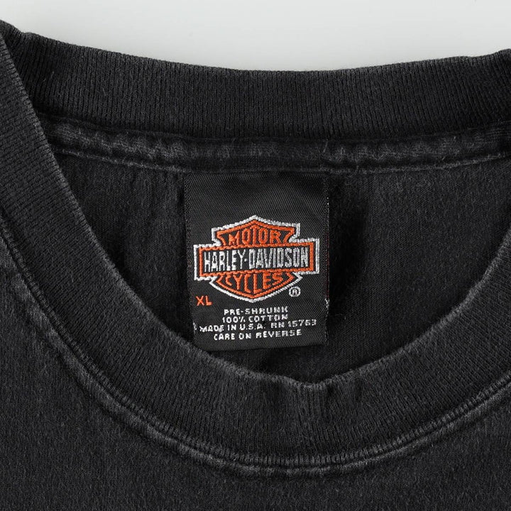 Harley-Davidson Wolf Pattern Motorcycle T-Shirt, Made in USA, Men's Size XL (approx.) cotton black type Vintage Second Hand