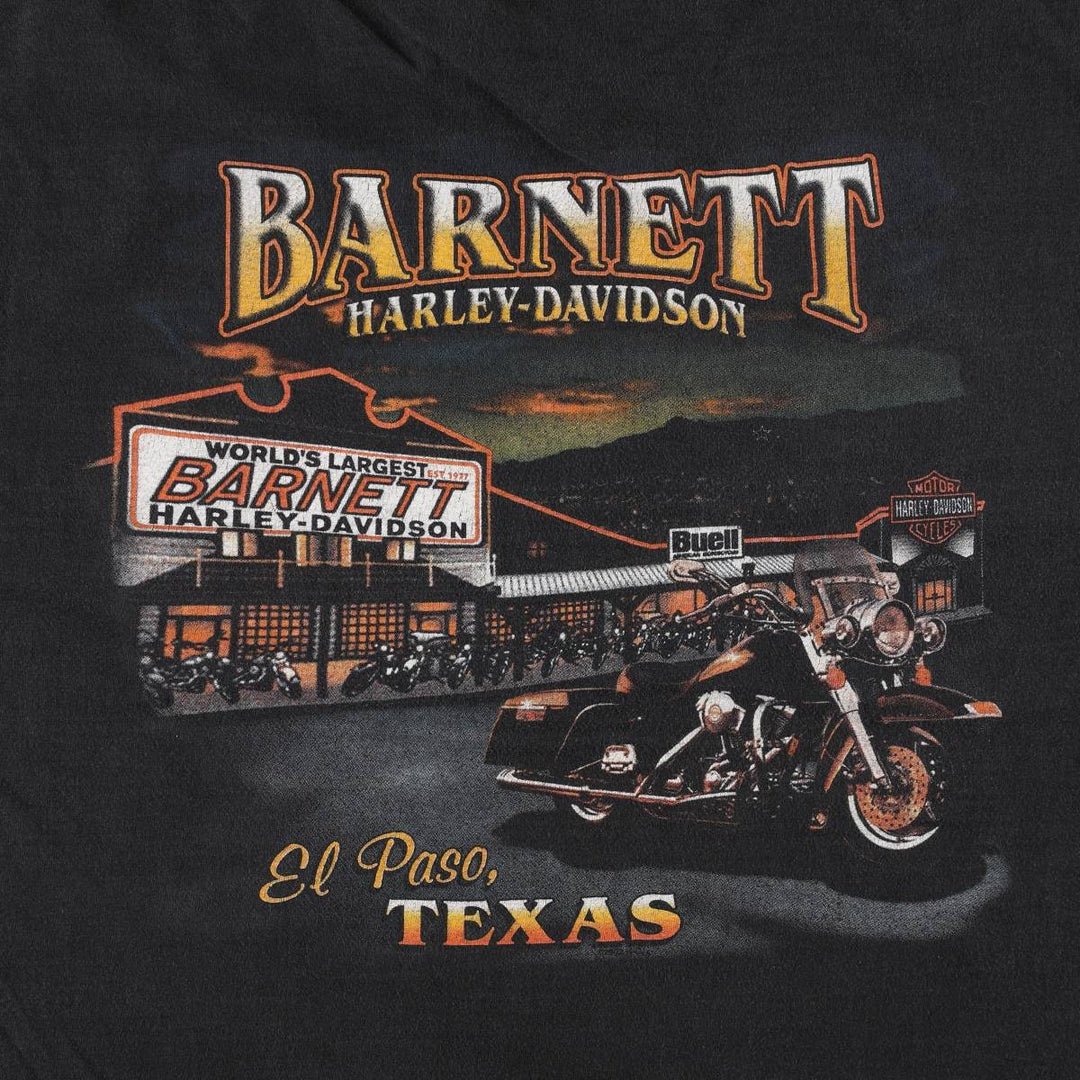 Harley-Davidson Wolf Pattern Motorcycle T-Shirt, Made in USA, Men's Size XL (approx.) cotton black type Vintage Second Hand