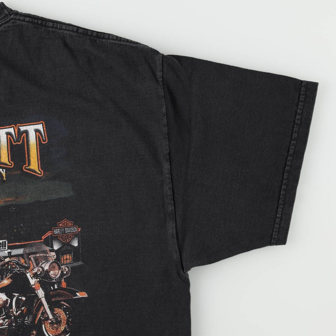 Harley-Davidson Wolf Pattern Motorcycle T-Shirt, Made in USA, Men's Size XL (approx.) cotton black type Vintage Second Hand