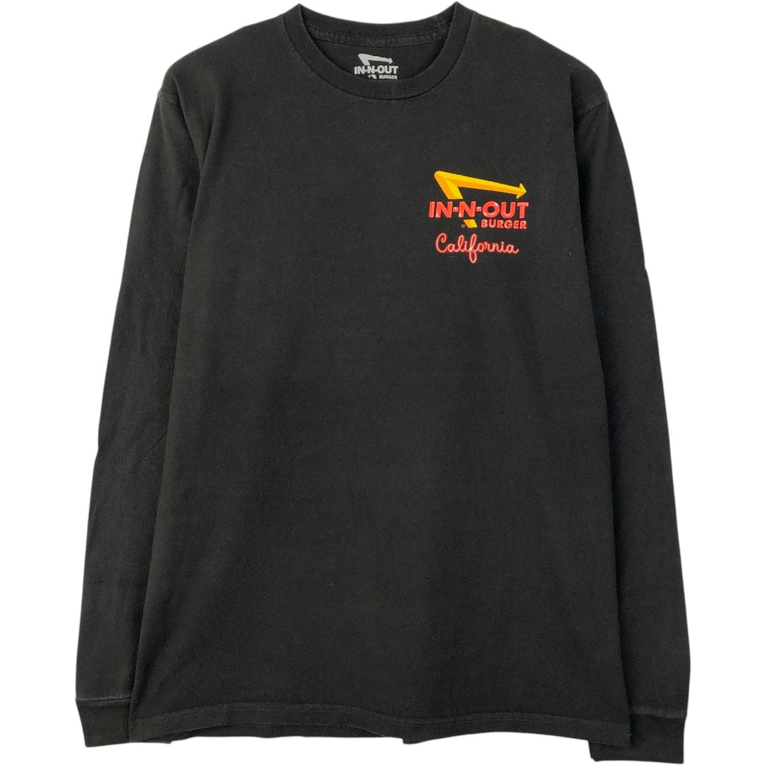 IN-N-OUT BURGER Advertising Long-Sleeve T-Shirt (Men's Size M) cotton black type Vintage Second Hand