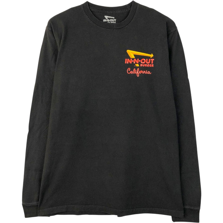 IN-N-OUT BURGER Advertising Long-Sleeve T-Shirt (Men's Size M) cotton black type Vintage Second Hand