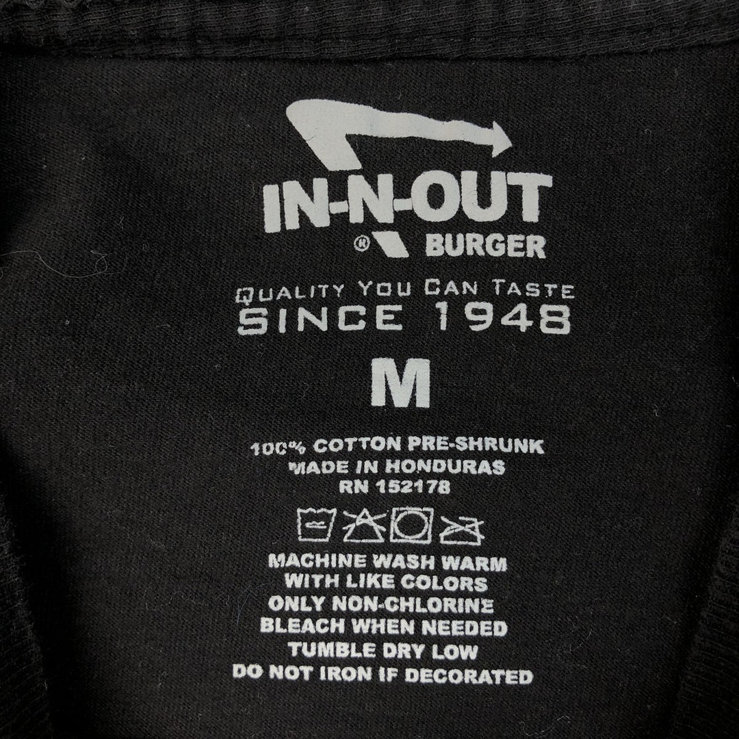 IN-N-OUT BURGER Advertising Long-Sleeve T-Shirt (Men's Size M) cotton black type Vintage Second Hand