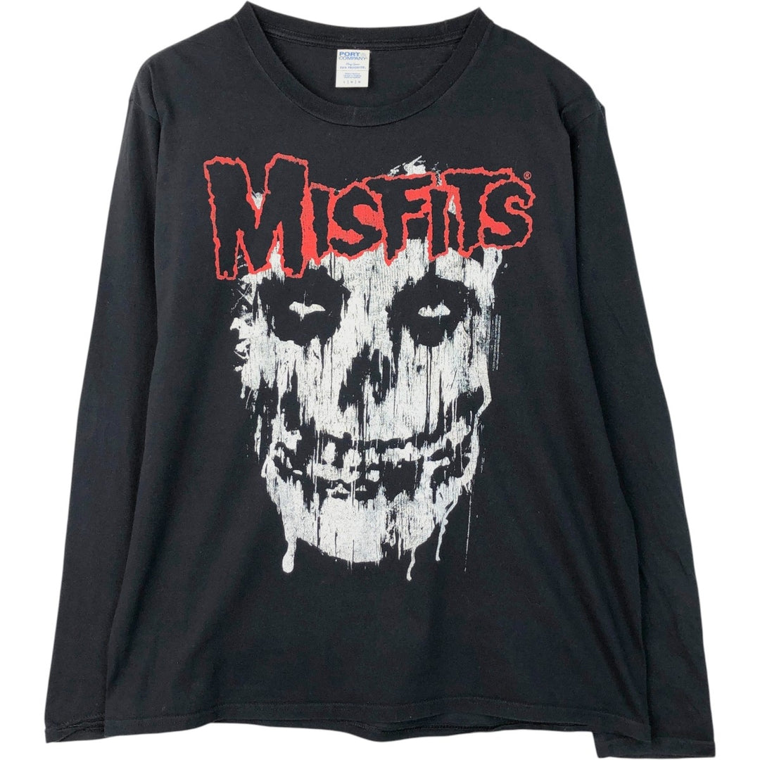 PORT & COMPANY MISFITS Long-Sleeve Band T-Shirt (Men's Size L) cotton black type Vintage Second Hand