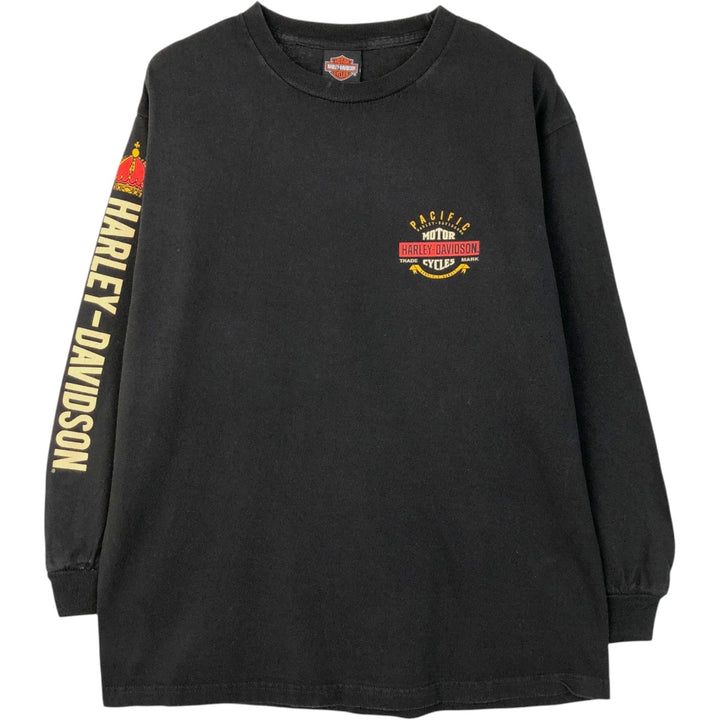 Harley-Davidson Motorcycle Long Sleeve T-Shirt, Men's Size L cotton black type Vintage Second Hand