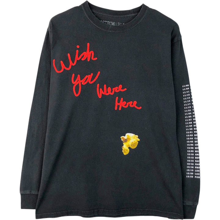 ASTRO WORLD Long-Sleeve Wrap T-Shirt (Men's Size S) cotton black type Vintage Second Hand