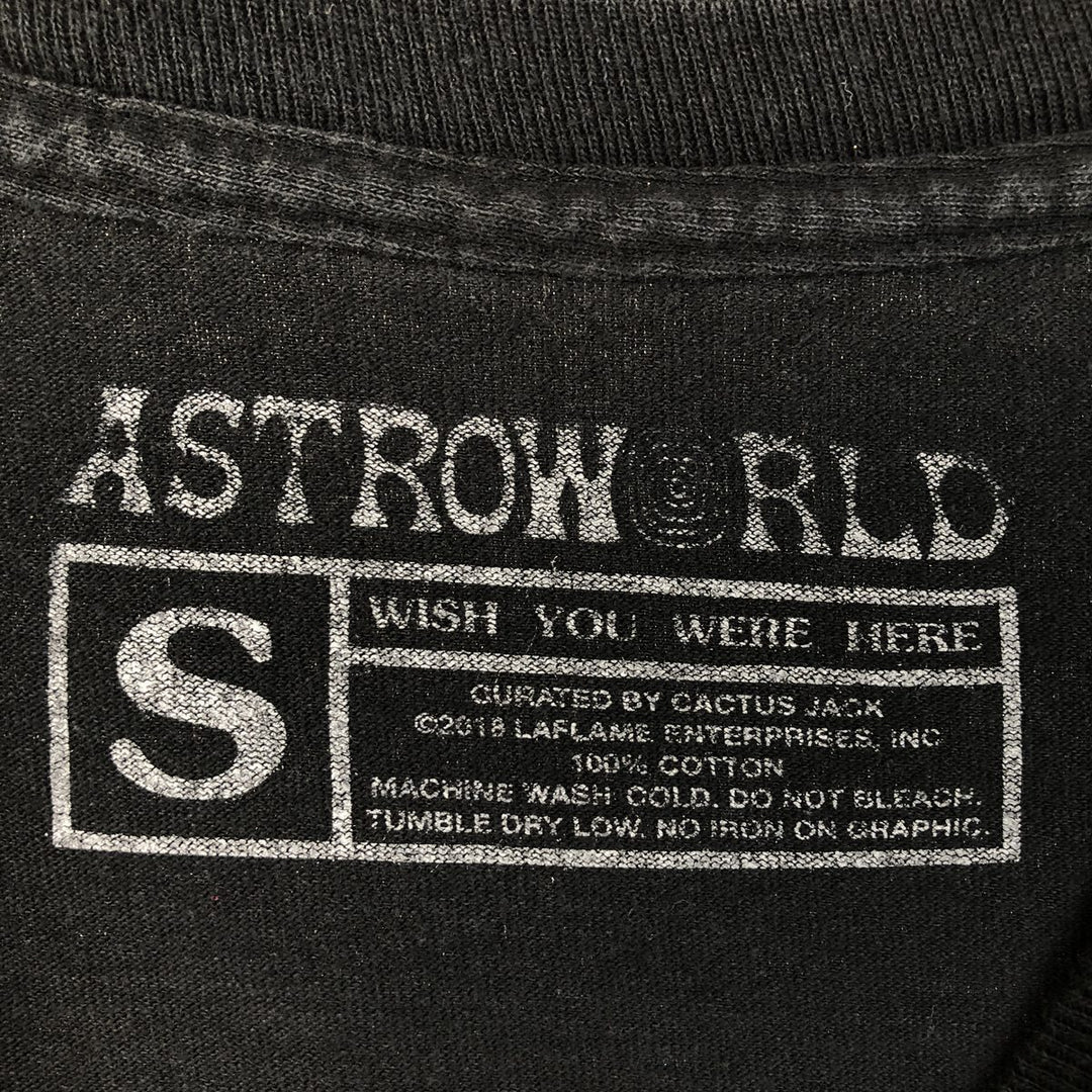 ASTRO WORLD Long-Sleeve Wrap T-Shirt (Men's Size S) cotton black type Vintage Second Hand