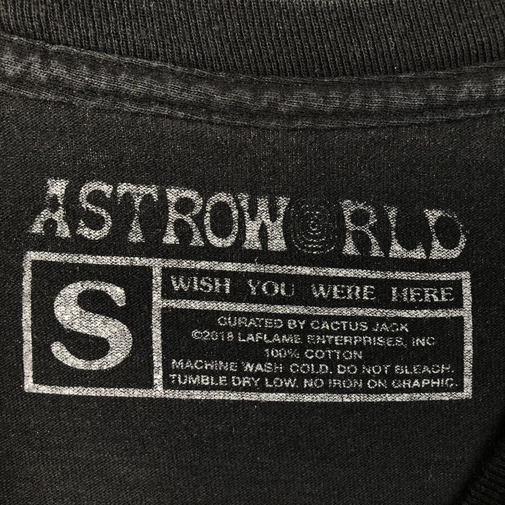 ASTRO WORLD Long-Sleeve Wrap T-Shirt (Men's Size S) cotton black type Vintage Second Hand
