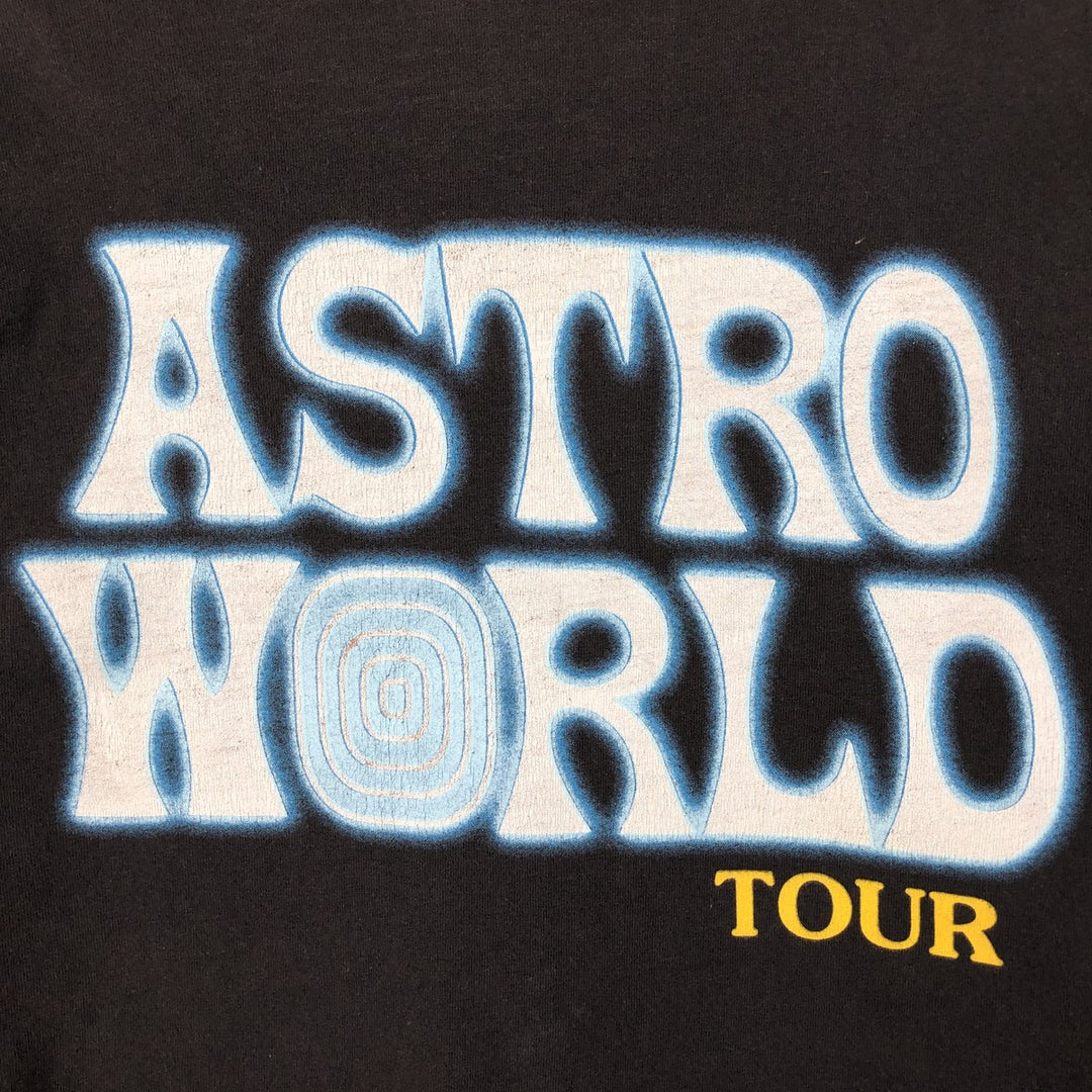 ASTRO WORLD Long-Sleeve Wrap T-Shirt (Men's Size S) cotton black type Vintage Second Hand
