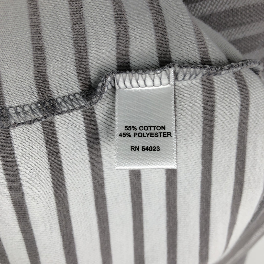 Banana Republic BANANA REPUBLIC Border Pattern Henley Neck Long T-Shirt (Men's Size L) cotton gray type Vintage Second Hand