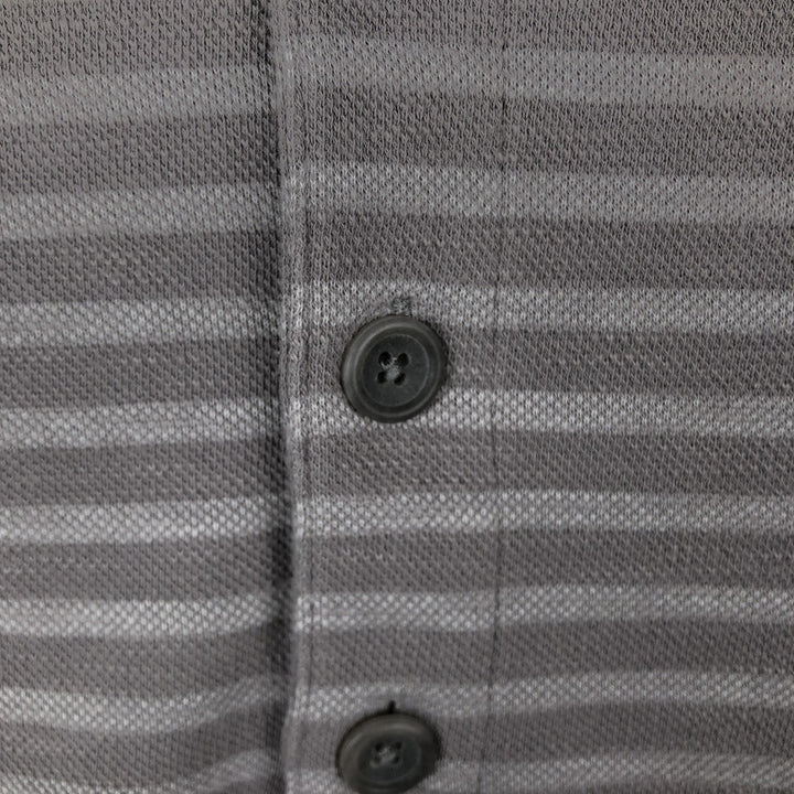 Banana Republic BANANA REPUBLIC Border Pattern Henley Neck Long T-Shirt (Men's Size L) cotton gray type Vintage Second Hand