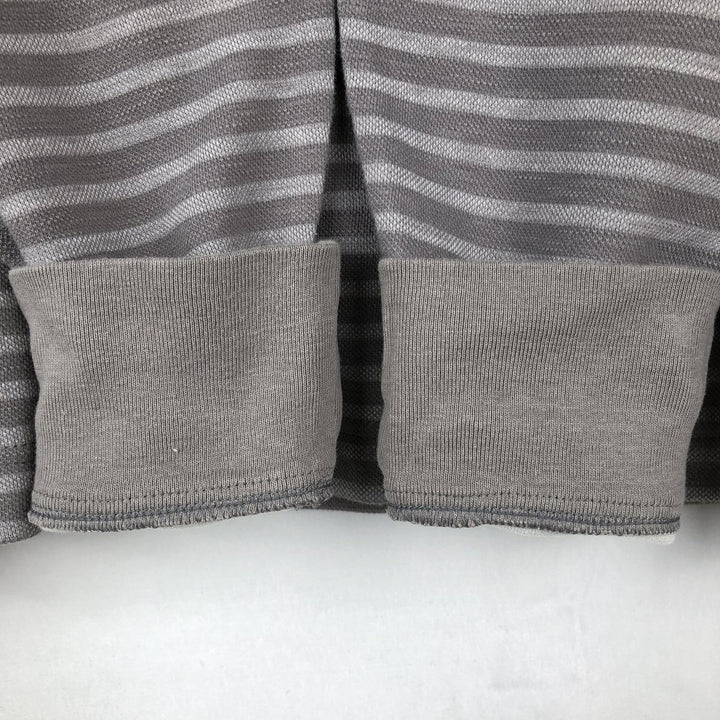Banana Republic BANANA REPUBLIC Border Pattern Henley Neck Long T-Shirt (Men's Size L) cotton gray type Vintage Second Hand
