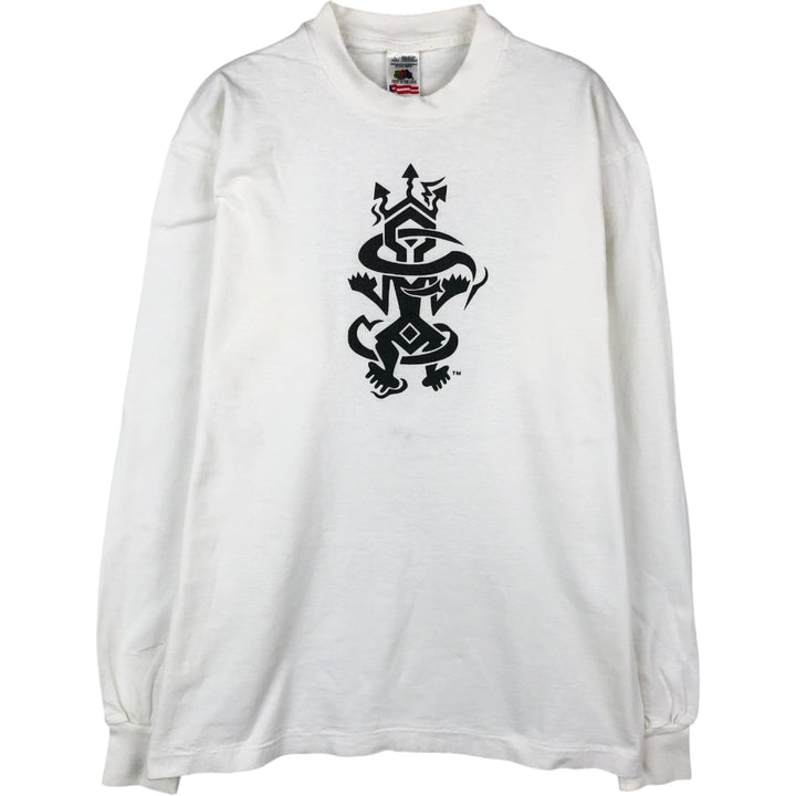 90'S Fruit of the Loom Long-Sleeve T-Shirt, Men's Size L (Equivalent), Vintage cotton white type Vintage Second Hand