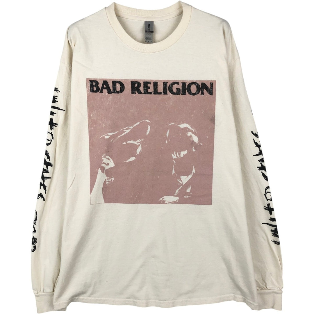 Gildan Bad Religion Long-Sleeve Band T-Shirt (Men's Size L) cotton Beige type Vintage Second Hand