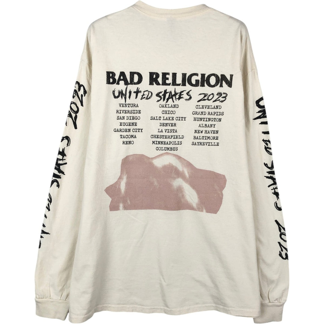 Gildan Bad Religion Long-Sleeve Band T-Shirt (Men's Size L) cotton Beige type Vintage Second Hand