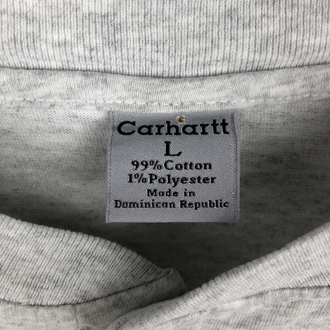 Carhartt Henley neck plain pocket long T-shirt long T men's L size cotton white type Vintage Second Hand