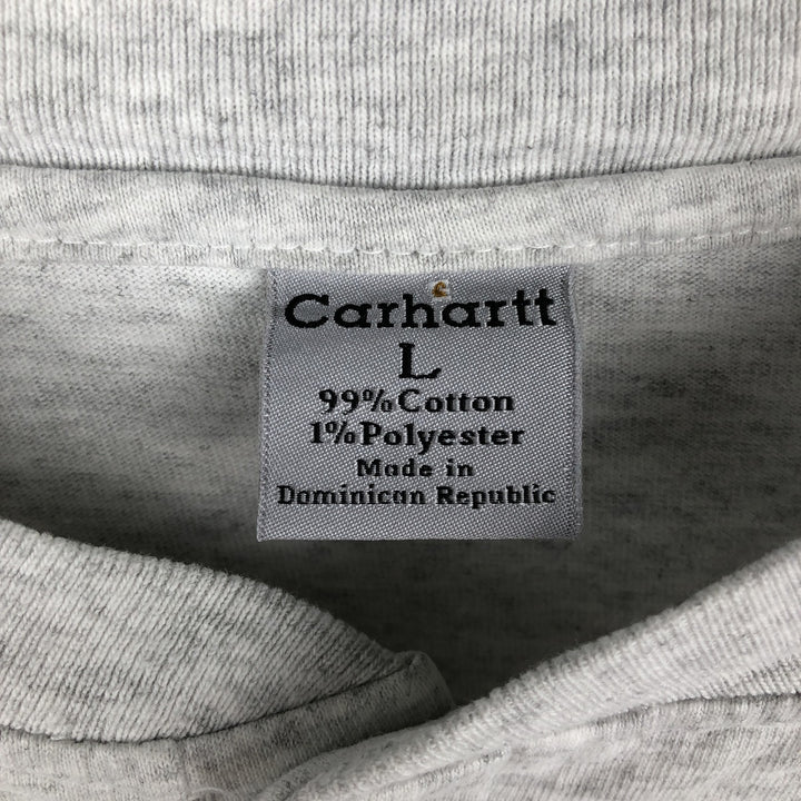 Carhartt Henley neck plain pocket long T-shirt long T men's L size cotton white type Vintage Second Hand