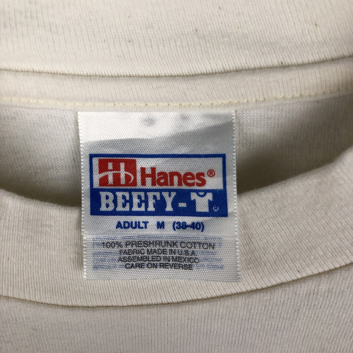90'S Hanes BEEFY-T Animal Pattern Long-Sleeve T-Shirt, Made in USA, Men's Size M (Equivalent), Vintage cotton white type Vintage Second Hand