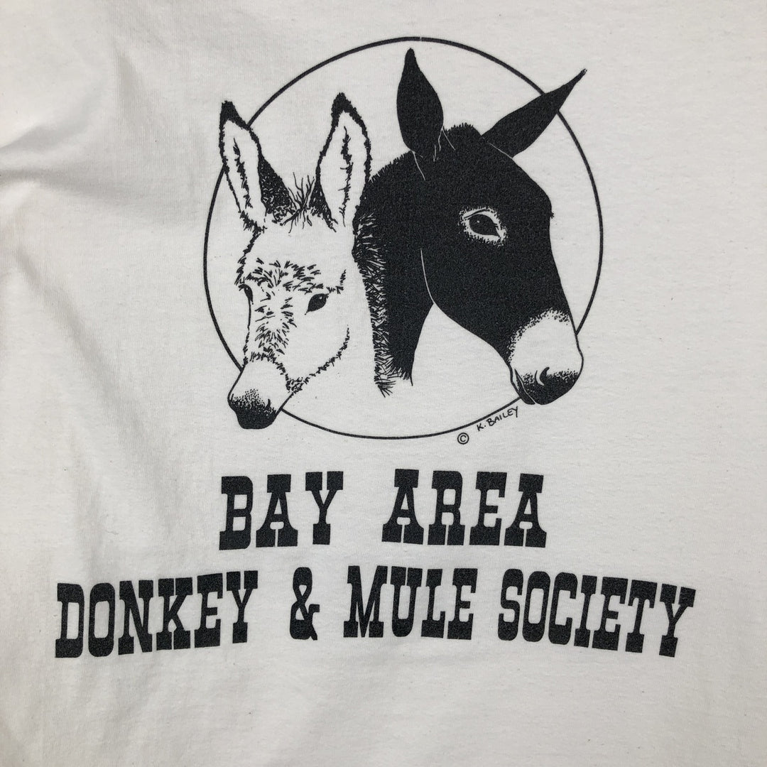 90'S Hanes BEEFY-T Animal Pattern Long-Sleeve T-Shirt, Made in USA, Men's Size M (Equivalent), Vintage cotton white type Vintage Second Hand