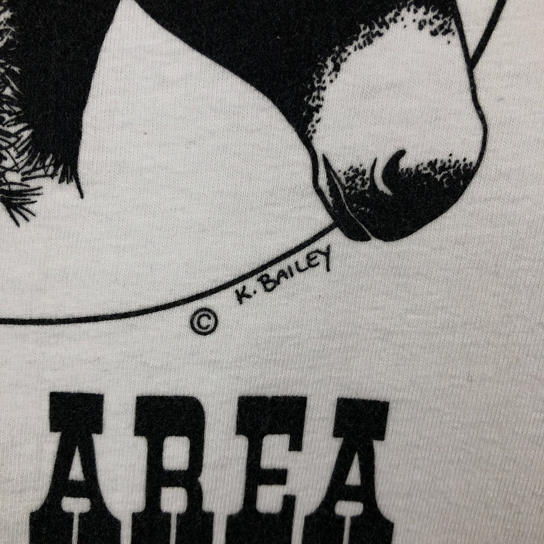 90'S Hanes BEEFY-T Animal Pattern Long-Sleeve T-Shirt, Made in USA, Men's Size M (Equivalent), Vintage cotton white type Vintage Second Hand
