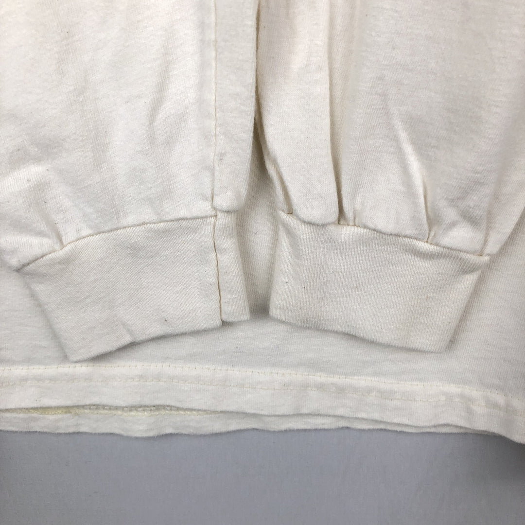 90'S Hanes BEEFY-T Animal Pattern Long-Sleeve T-Shirt, Made in USA, Men's Size M (Equivalent), Vintage cotton white type Vintage Second Hand