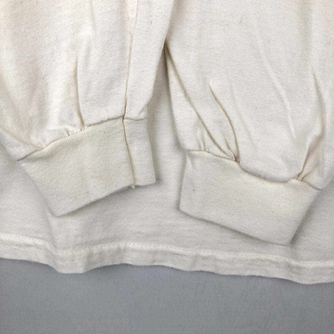90'S Hanes BEEFY-T Animal Pattern Long-Sleeve T-Shirt, Made in USA, Men's Size M (Equivalent), Vintage cotton white type Vintage Second Hand