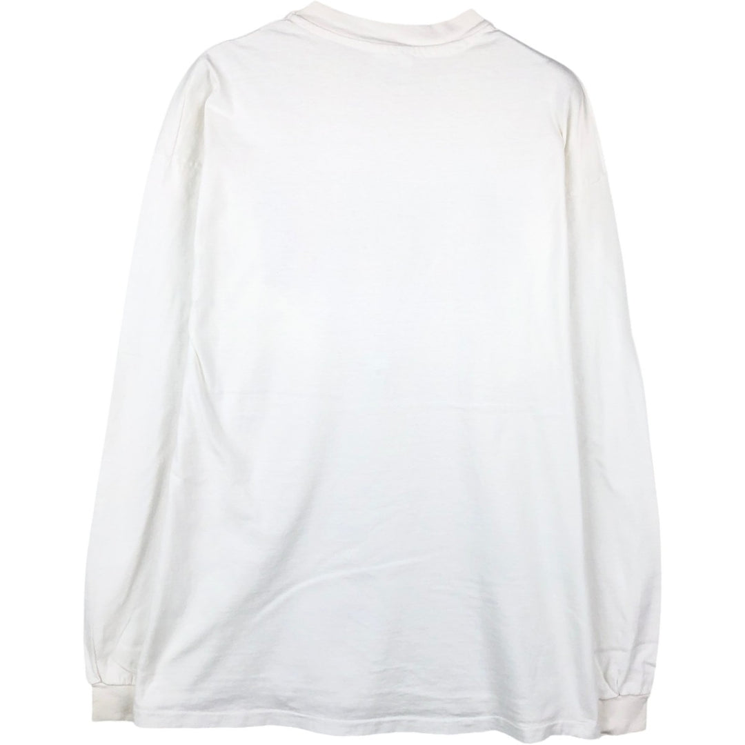 90'S Hanes BEEFY-T Long-Sleeve T-Shirt, Made in USA, Men's XL (approx.), Vintage cotton white type Vintage Second Hand