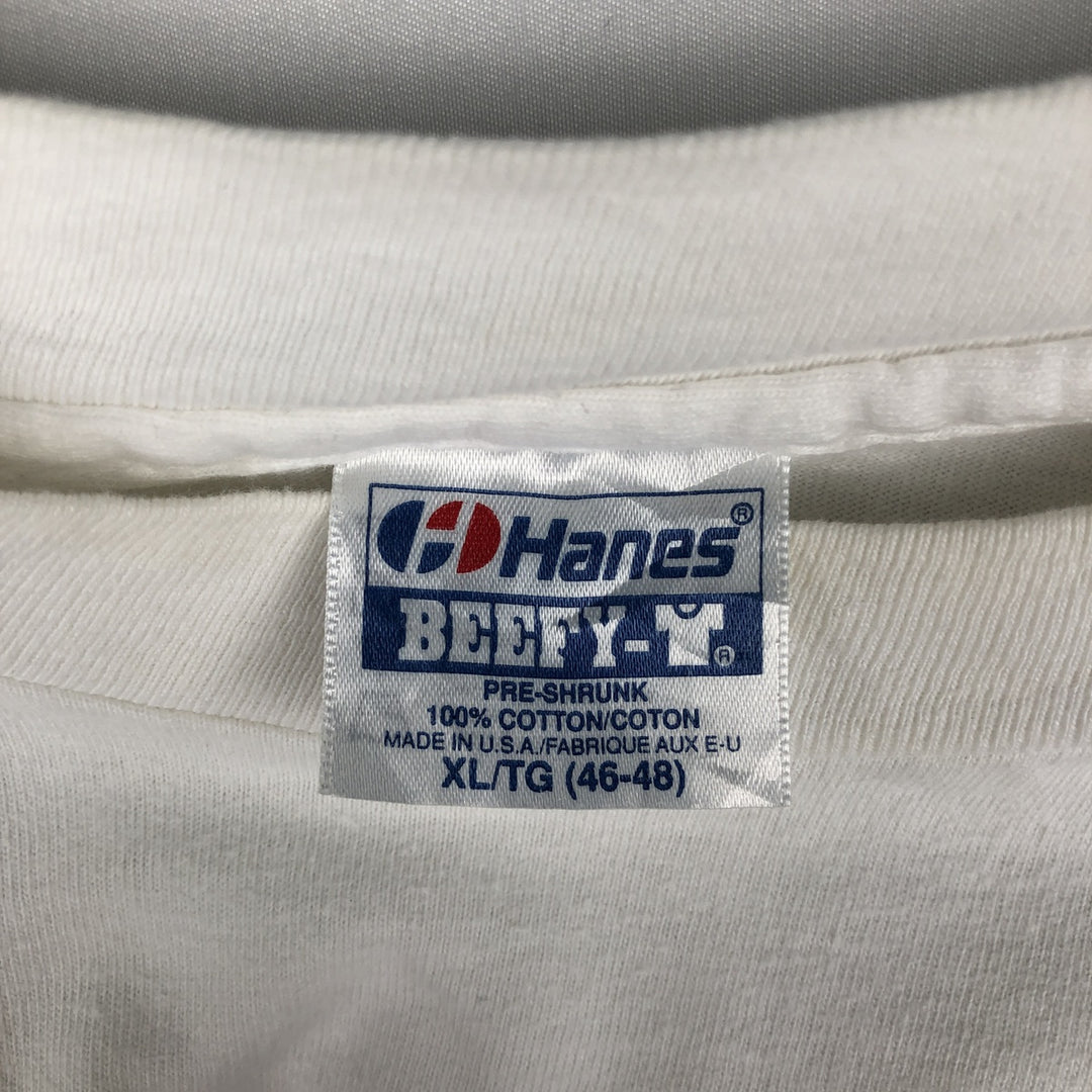 90'S Hanes BEEFY-T Long-Sleeve T-Shirt, Made in USA, Men's XL (approx.), Vintage cotton white type Vintage Second Hand