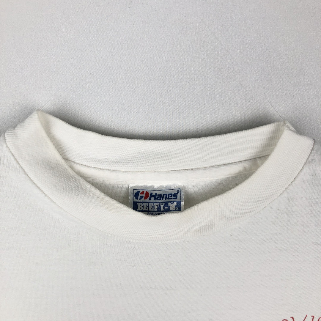 90'S Hanes BEEFY-T Long-Sleeve T-Shirt, Made in USA, Men's XL (approx.), Vintage cotton white type Vintage Second Hand