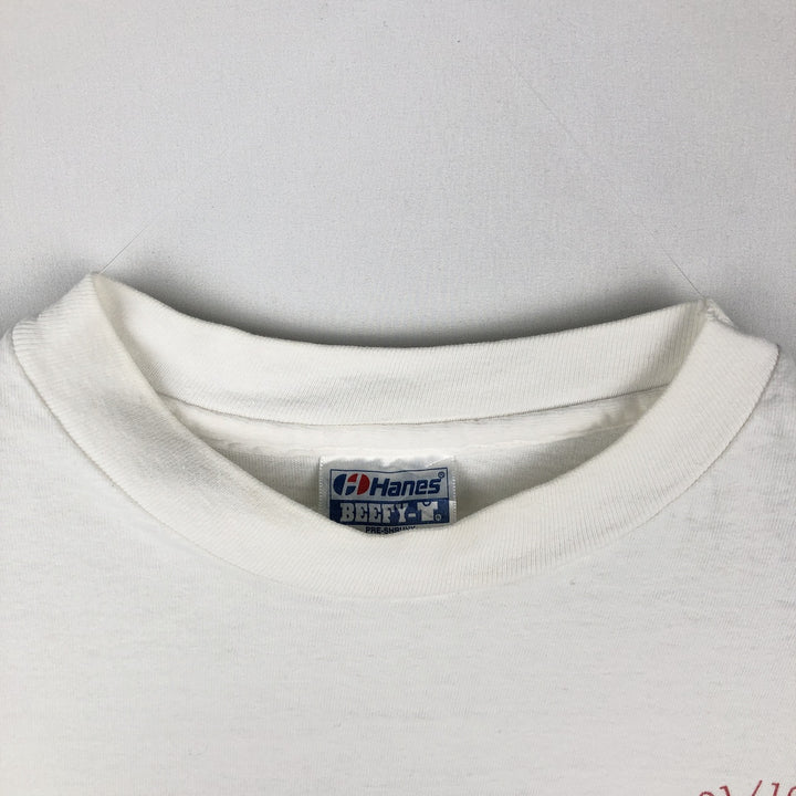 90'S Hanes BEEFY-T Long-Sleeve T-Shirt, Made in USA, Men's XL (approx.), Vintage cotton white type Vintage Second Hand
