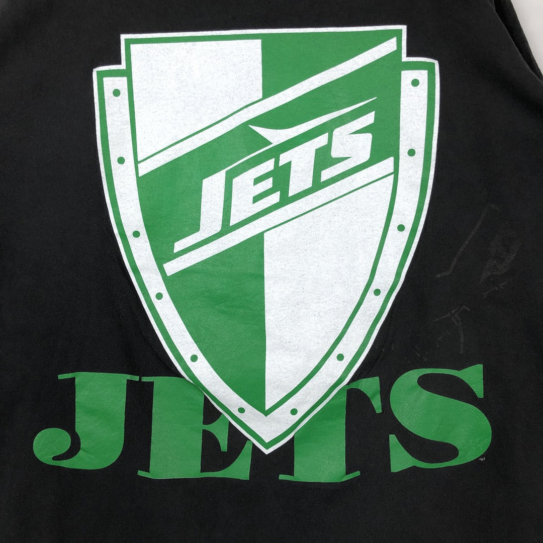 90'S THE GAME NFL NEW YORK JETS Long-Sleeve T-Shirt, Men's XL (approx.), Vintage cotton black type Vintage Second Hand