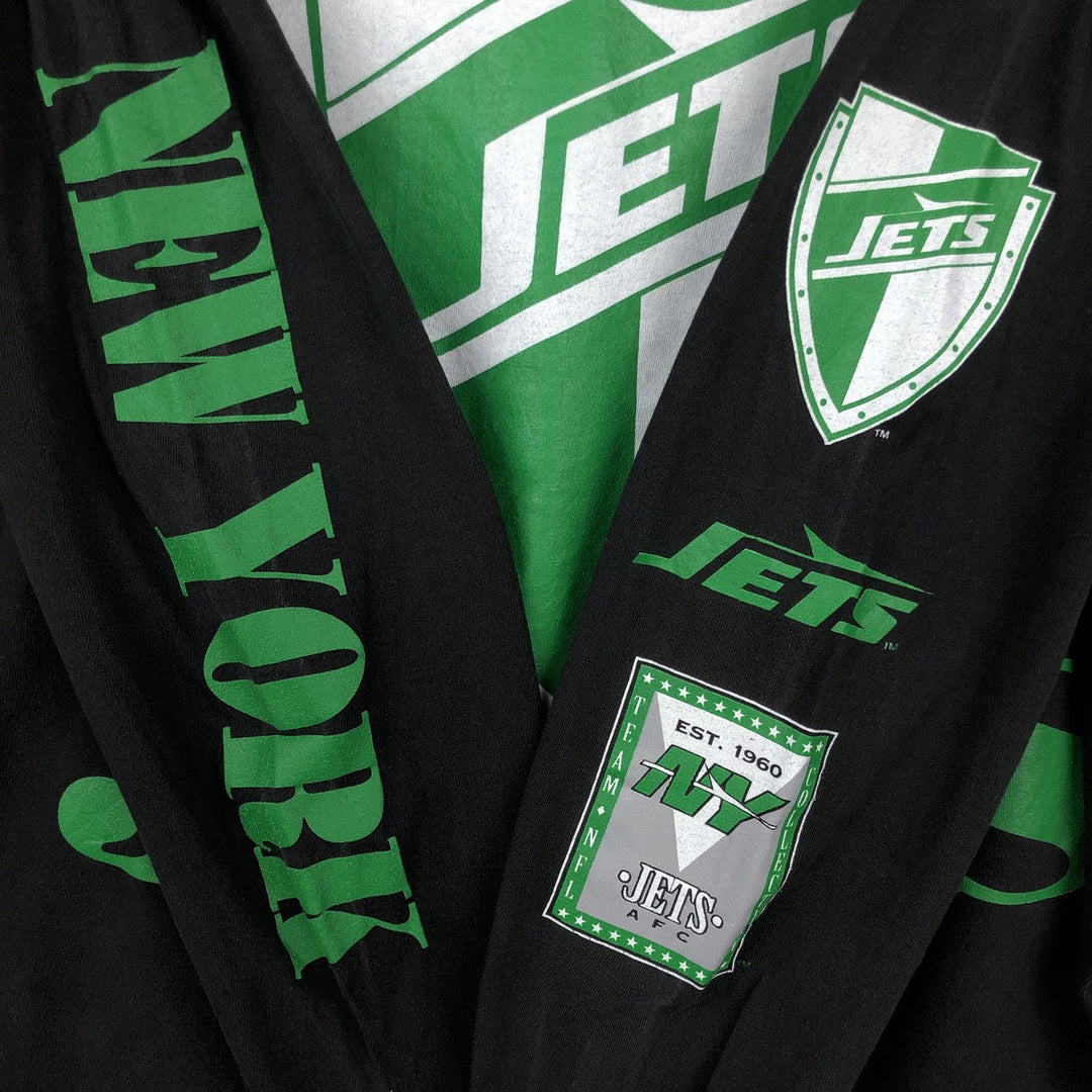 90'S THE GAME NFL NEW YORK JETS Long-Sleeve T-Shirt, Men's XL (approx.), Vintage cotton black type Vintage Second Hand