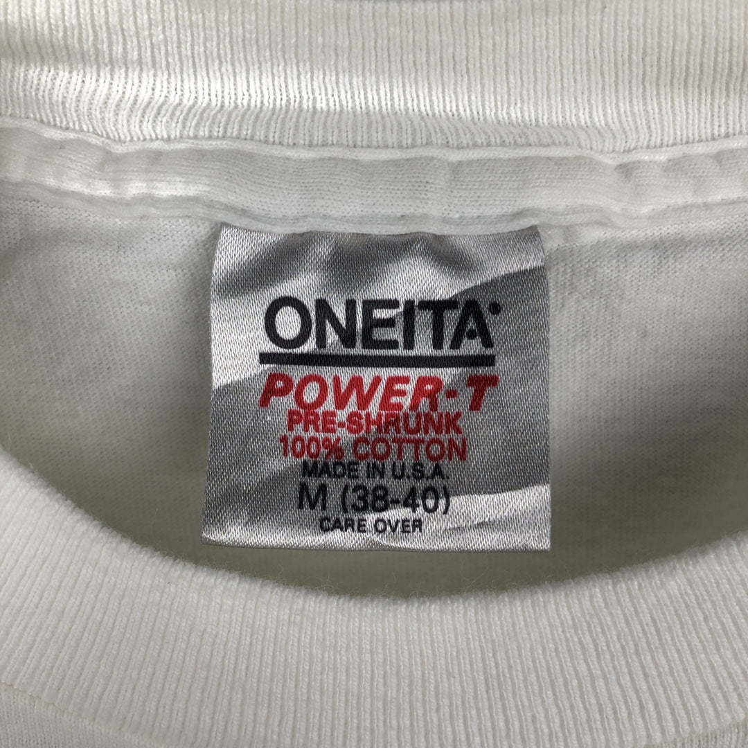 90'S ONEITA POWER-T Animal Pattern Long-Sleeve T-Shirt, Made in USA, Men's Size M (Equivalent), Vintage cotton white type Vintage Second Hand