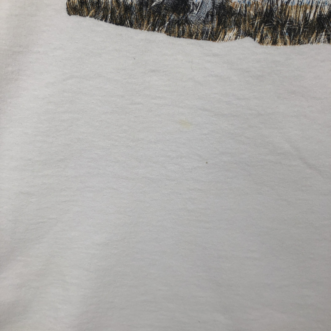 90'S ONEITA POWER-T Animal Pattern Long-Sleeve T-Shirt, Made in USA, Men's Size M (Equivalent), Vintage cotton white type Vintage Second Hand