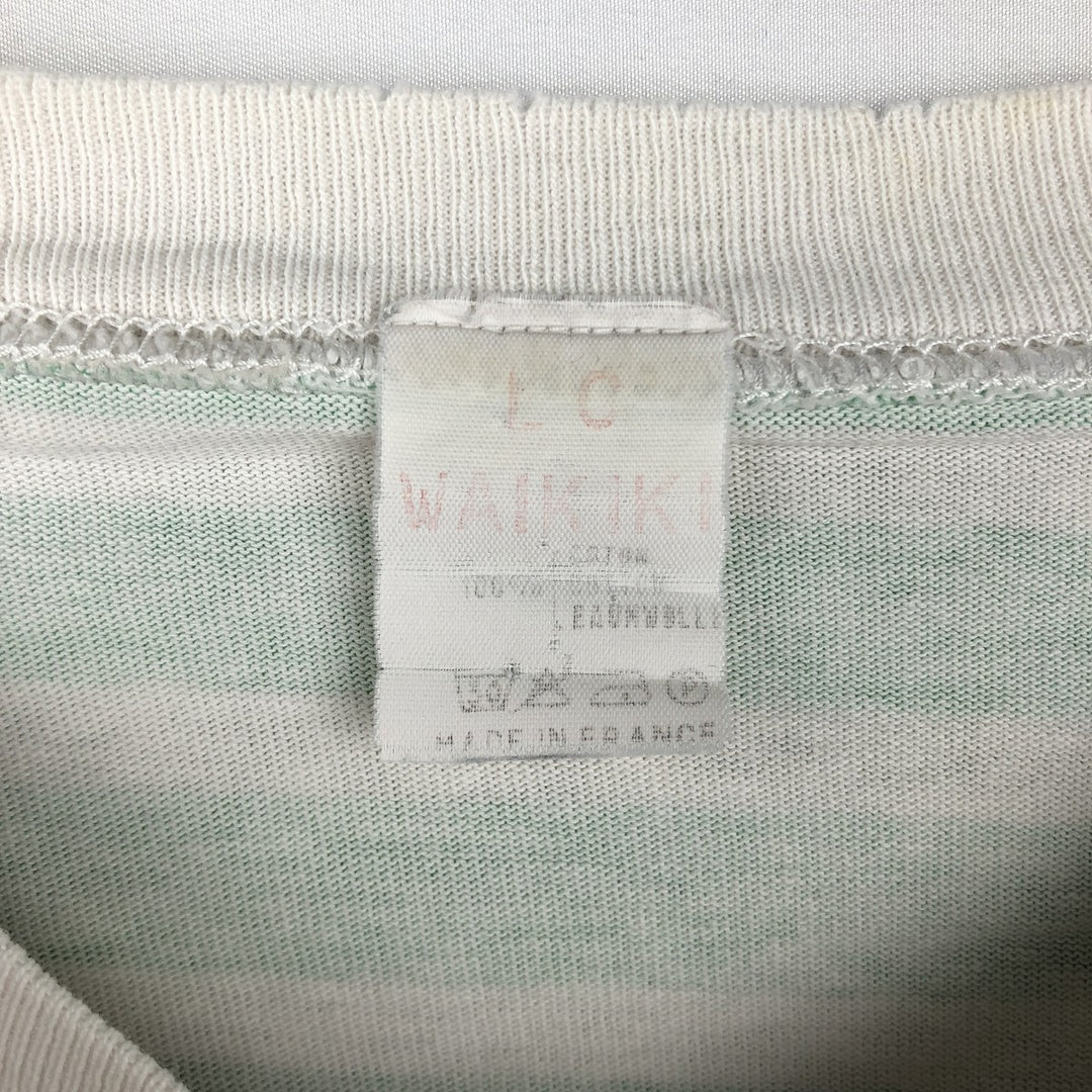 Border Pattern Animal Pattern Long-Sleeve T-Shirt (Men's Size L) cotton white type Vintage Second Hand