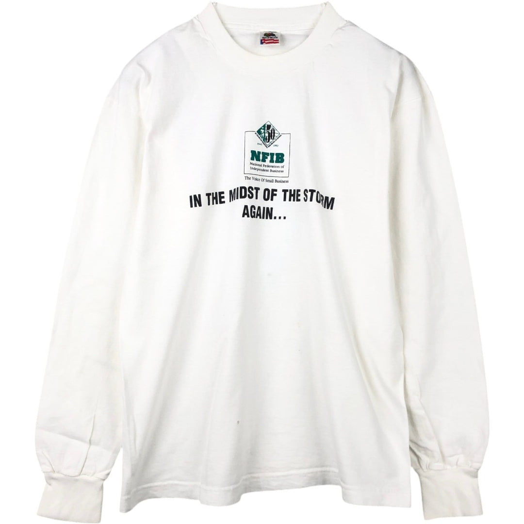 90'S Fruit of the Loom Long-Sleeve T-Shirt, Men's Size L (Equivalent), Vintage cotton white type Vintage Second Hand