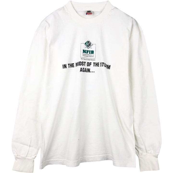 90'S Fruit of the Loom Long-Sleeve T-Shirt, Men's Size L (Equivalent), Vintage cotton white type Vintage Second Hand