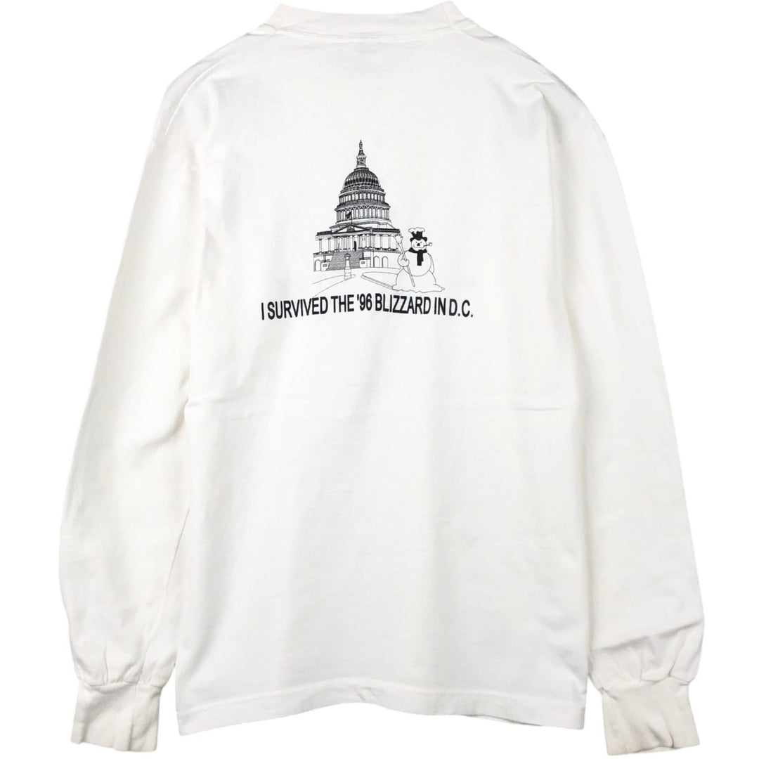 90'S Fruit of the Loom Long-Sleeve T-Shirt, Men's Size L (Equivalent), Vintage cotton white type Vintage Second Hand
