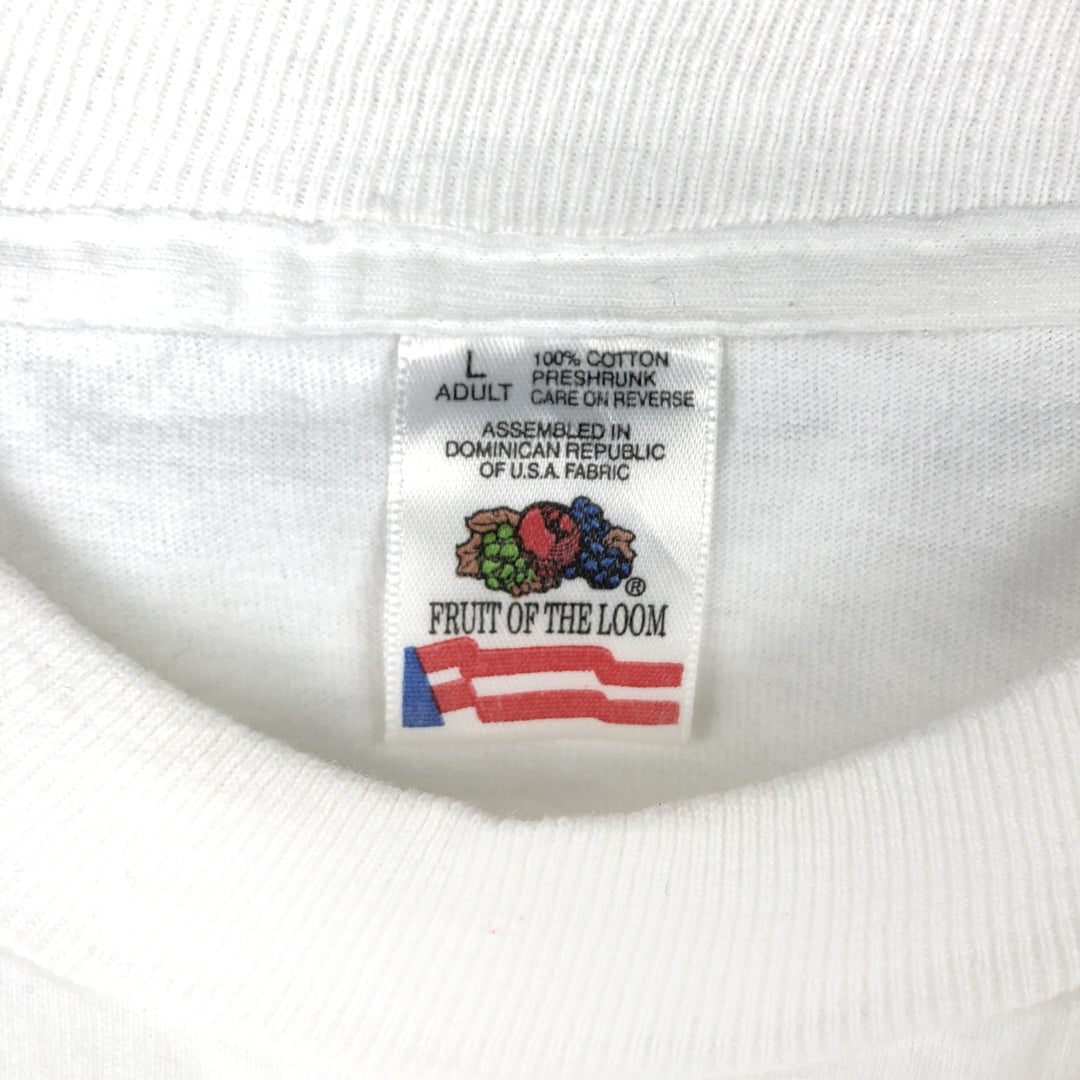 90'S Fruit of the Loom Long-Sleeve T-Shirt, Men's Size L (Equivalent), Vintage cotton white type Vintage Second Hand