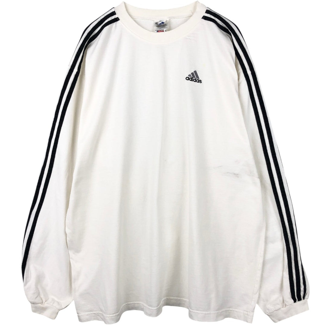 90s-00'S Adidas Long-Sleeve T-Shirt, Men's Size XL (Equivalent), Vintage cotton white type Vintage Second Hand