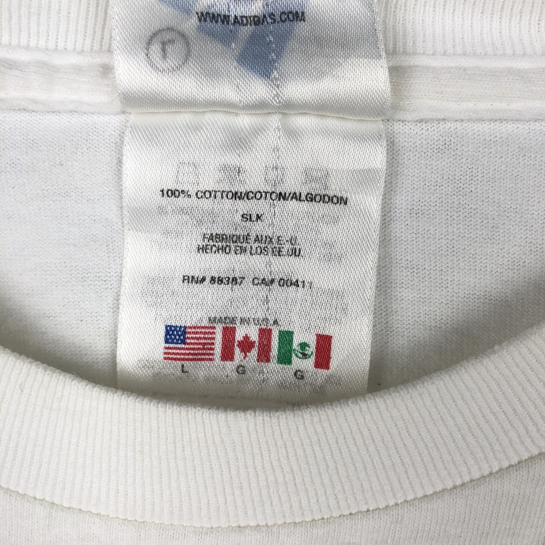90'S Adidas Long Sleeve T-Shirt, Made in USA, Men's L Size, Vintage cotton white type Vintage Second Hand